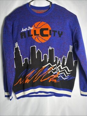 Just Don All City Basketball Crewneck Sweater in Blue & Orange